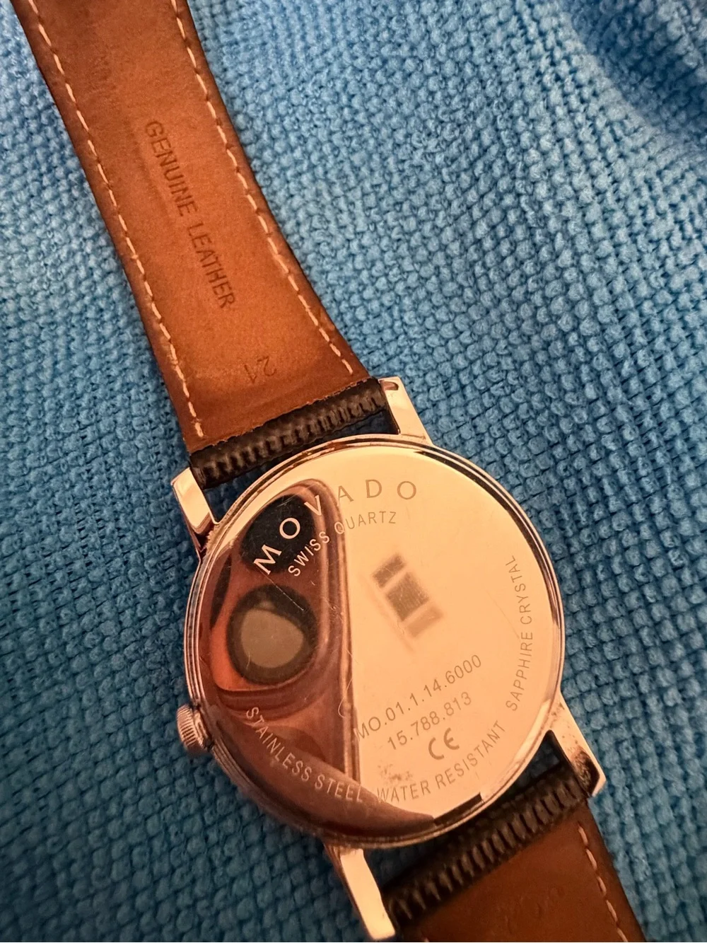 Movado Rose Gold Case Watch with Brown Leather Strap
